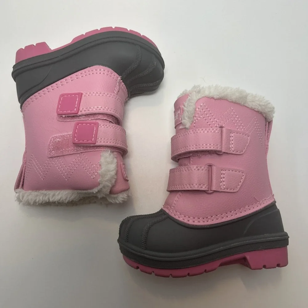 Cat & Jack Denver Winter Boots (TS) Toddler Size 5 Pink/Gray Faux‎ Shearling